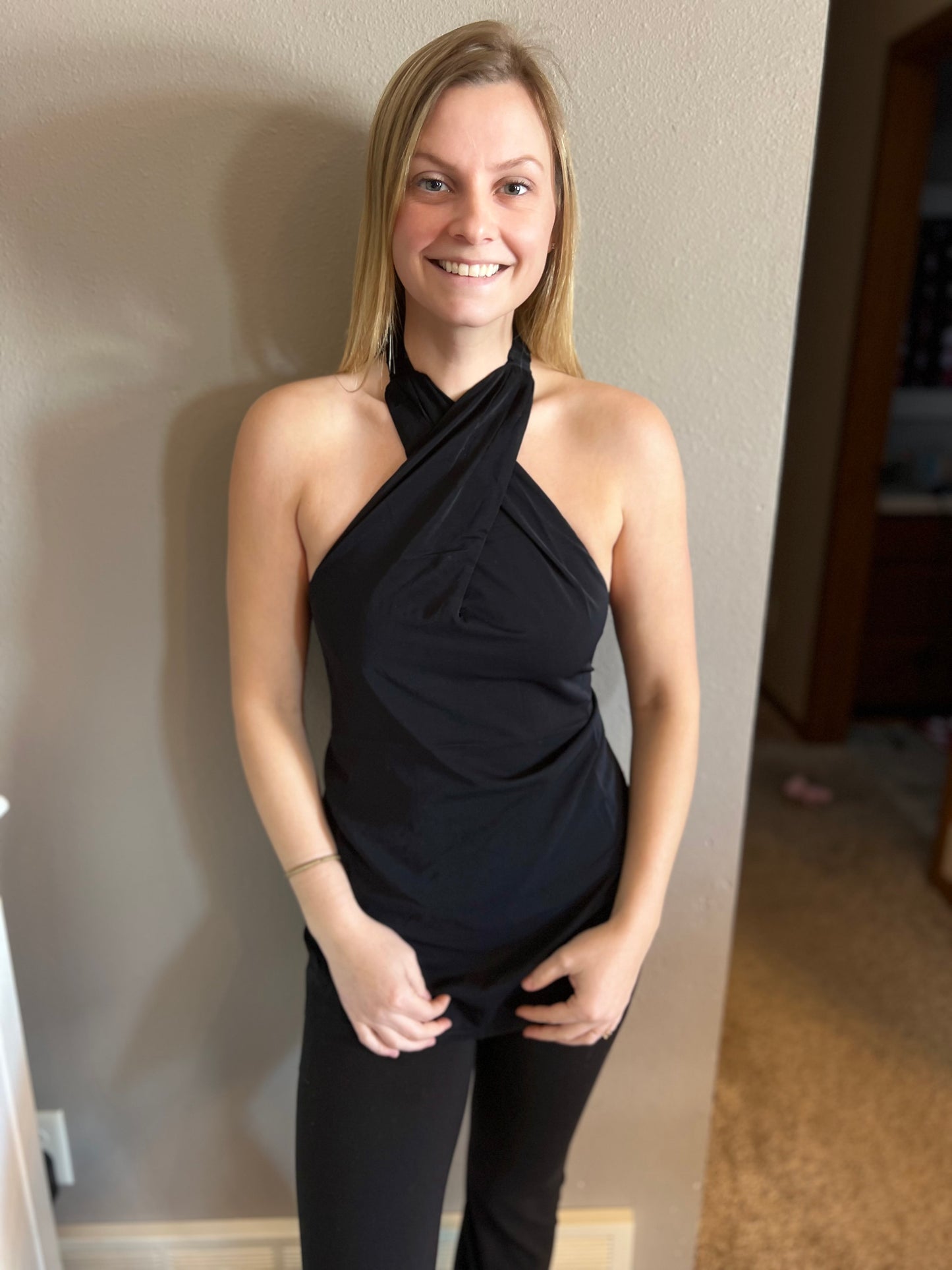 HALTER NECK WOVEN TOP