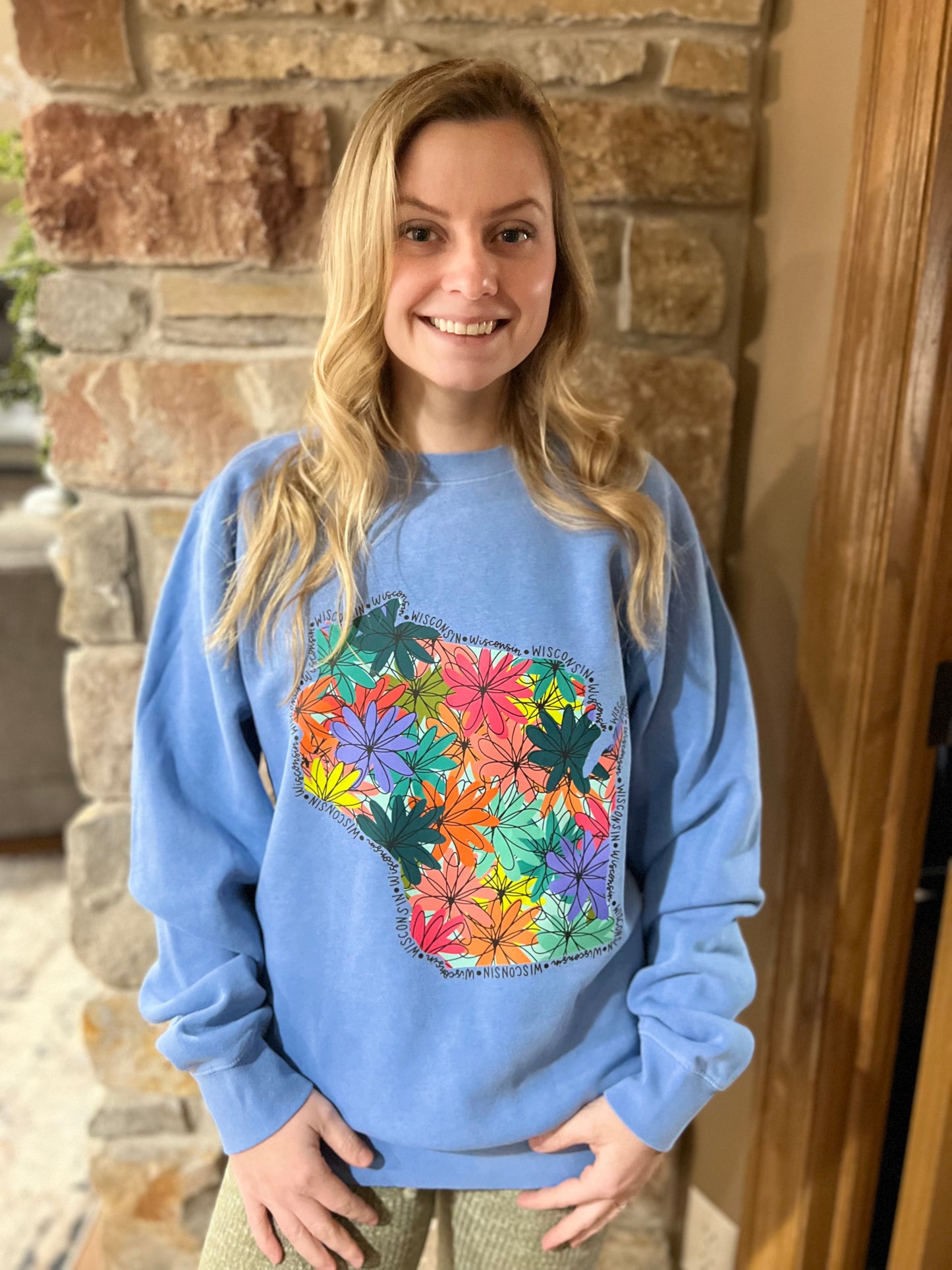 Multi-Color Floral Wisconsin Crewneck