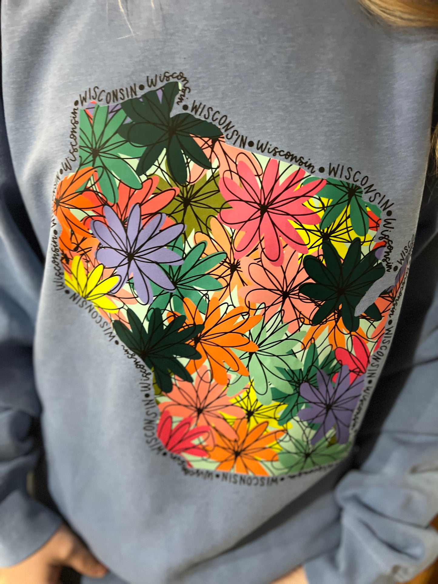 Multi-Color Floral Wisconsin Crewneck
