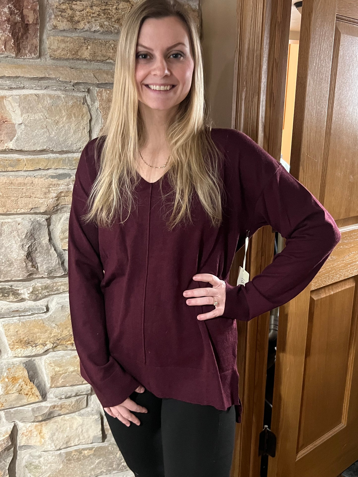 SHEER LOOSEFIT V-NECK KNIT SWEATER PULLOVER