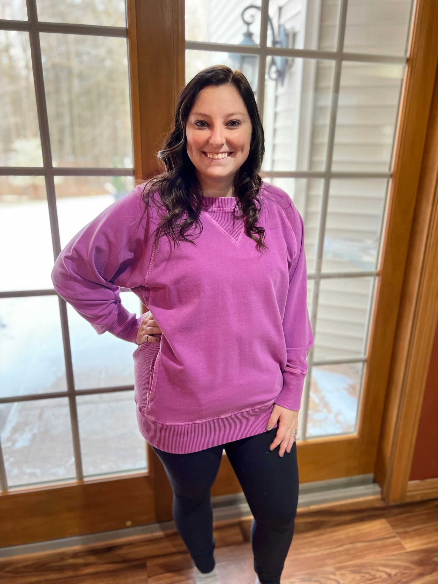 PIGMENT DYED FRENCH TERRY PULLOVER WITH POCKETS