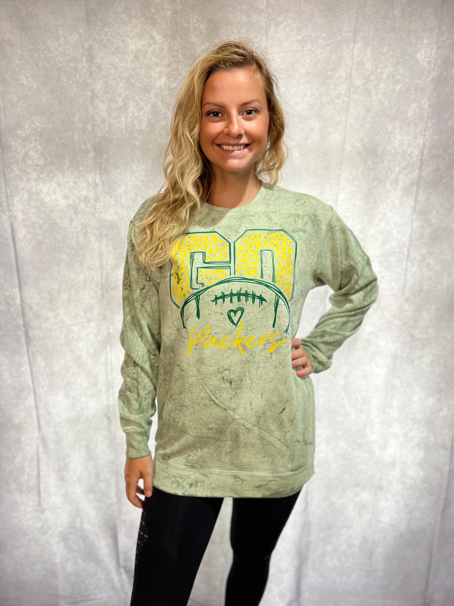 Green Vintage Crewneck with Go Packers logo