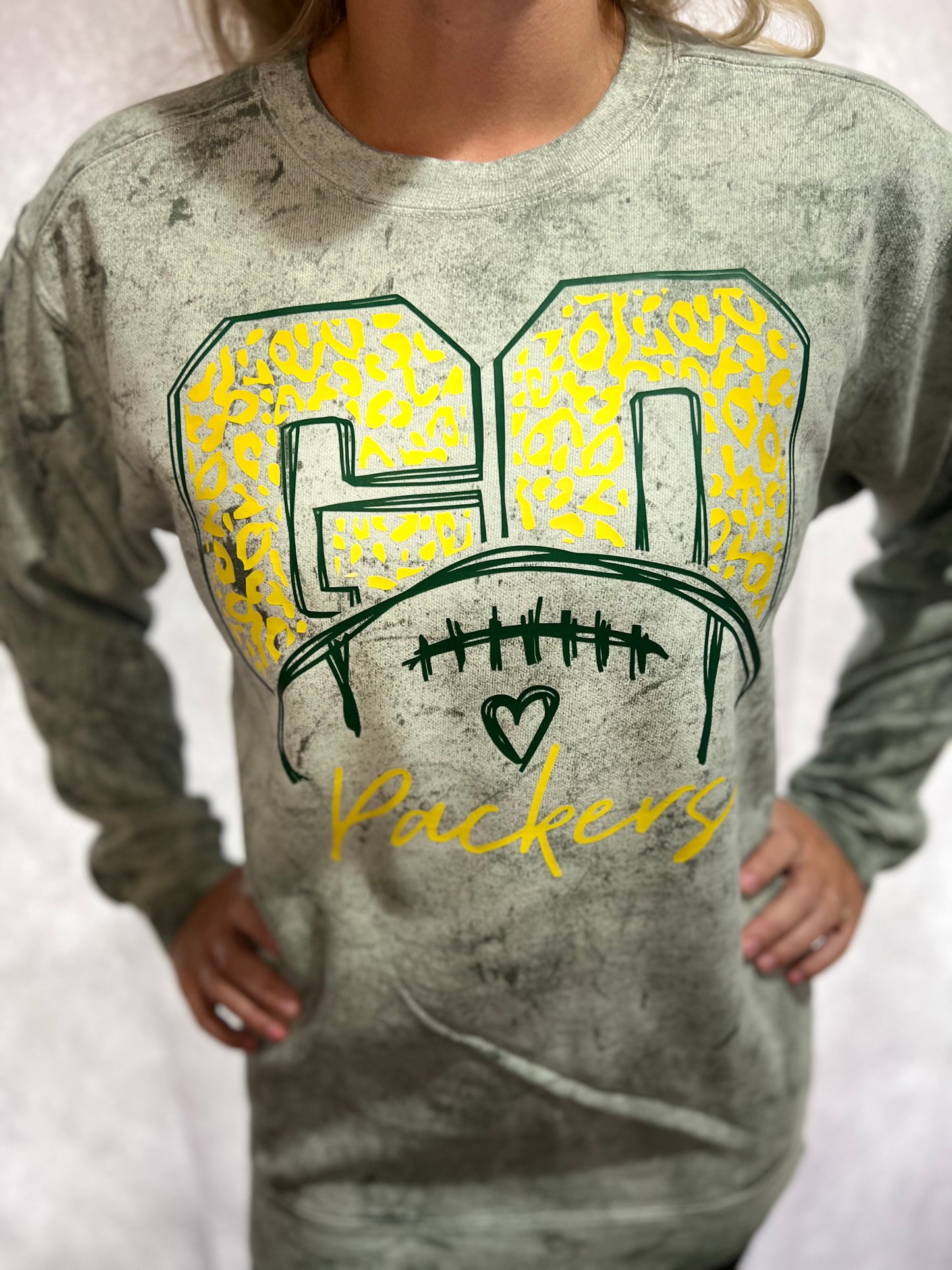 Green Vintage Crewneck with Go Packers logo