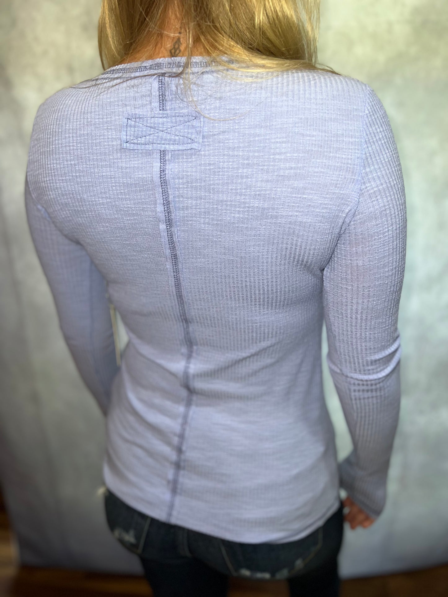 Ribbed Henley Stitched Long Sleeve