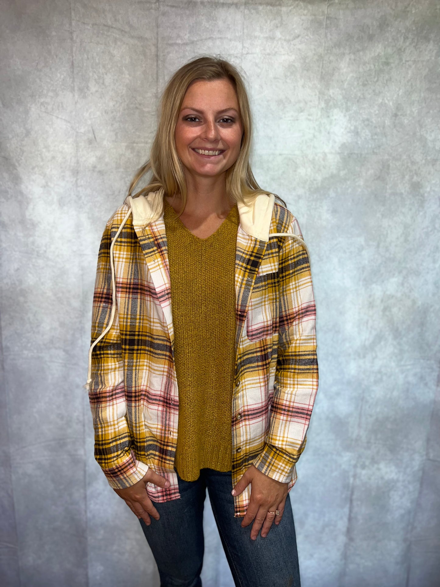 Plaid Print Hooded Jacket