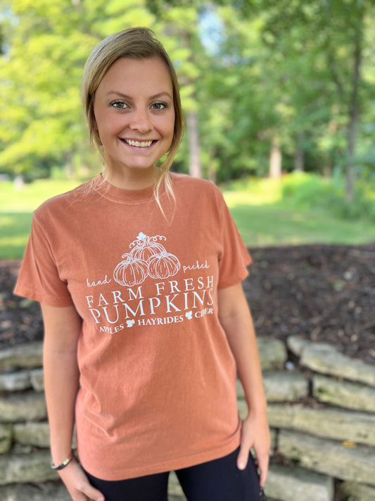 Short Sleeve T-shirt with Farm Fresh Pumpkins