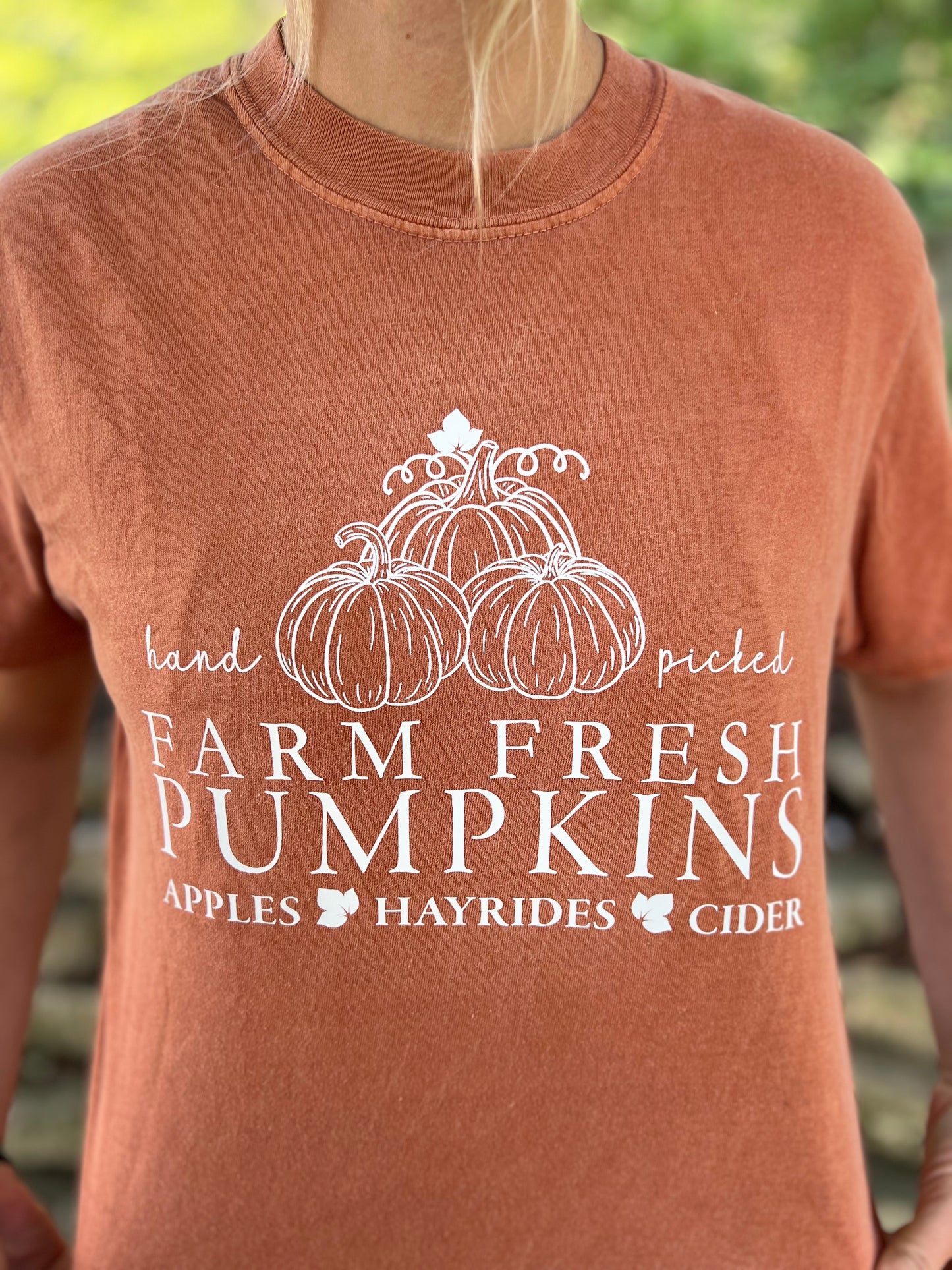 Short Sleeve T-shirt with Farm Fresh Pumpkins