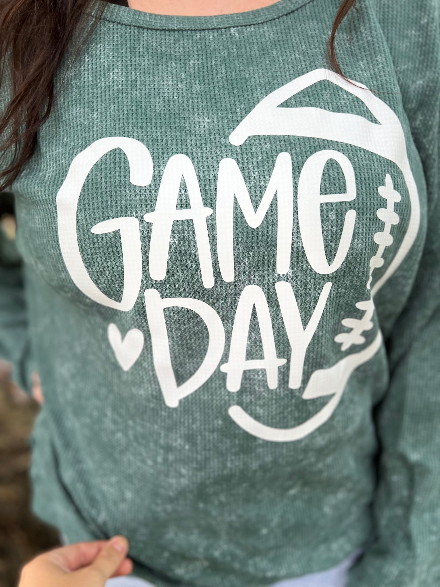 Green Game Day Ribbed Crewneck