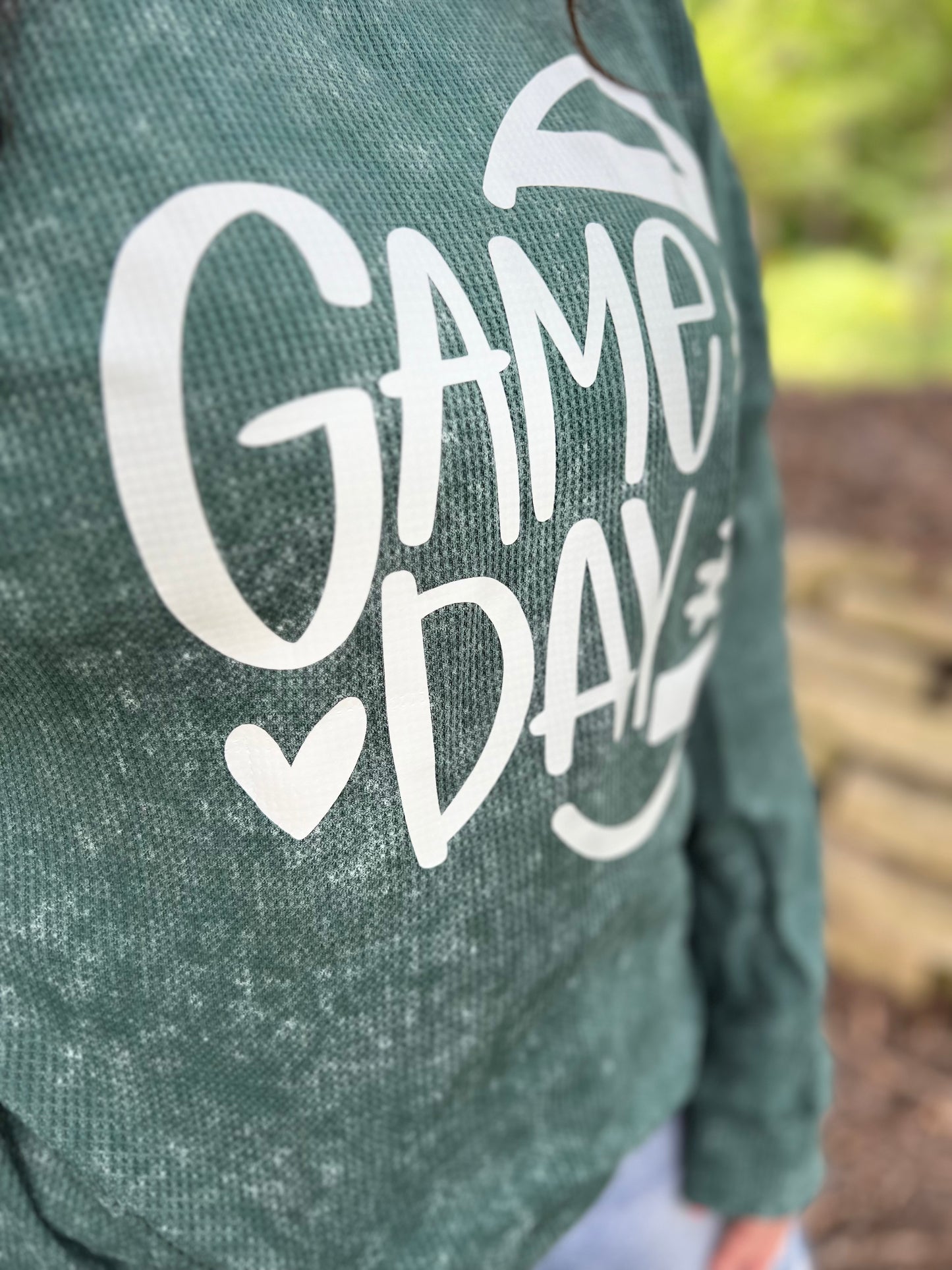 Green Game Day Ribbed Crewneck