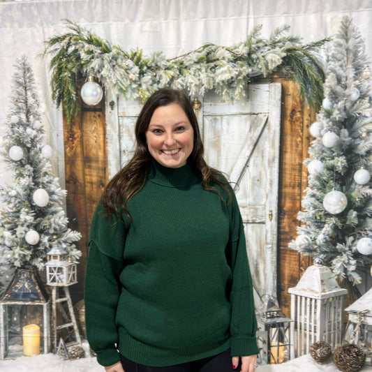 Mock Neck Emerald Green Sweater