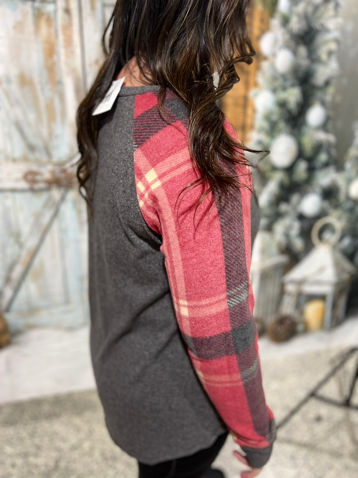 Valerie Plaid Raglan Top