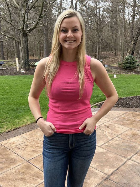 Ribbed Round Neck Tank Top