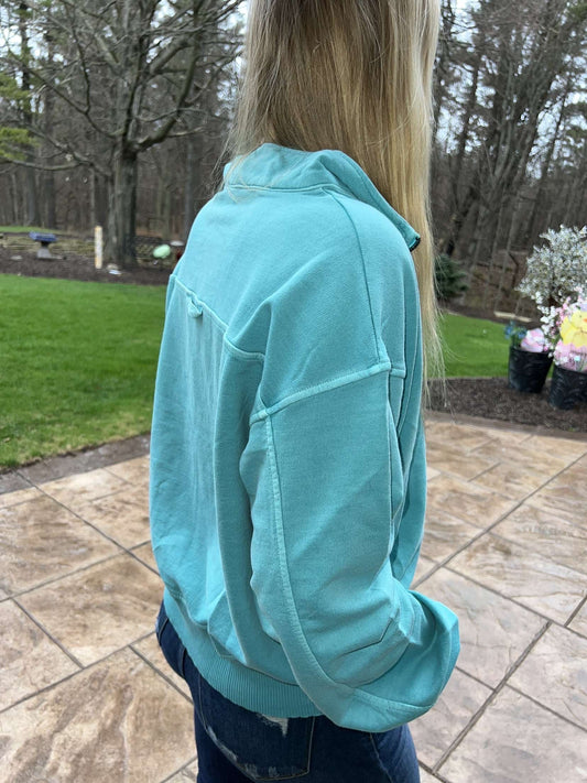 Pigment Dye Half Zip Top
