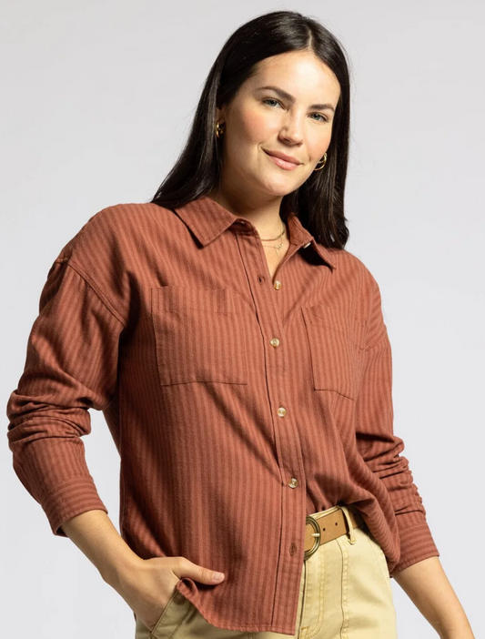 Long Sleeve Rust Button up